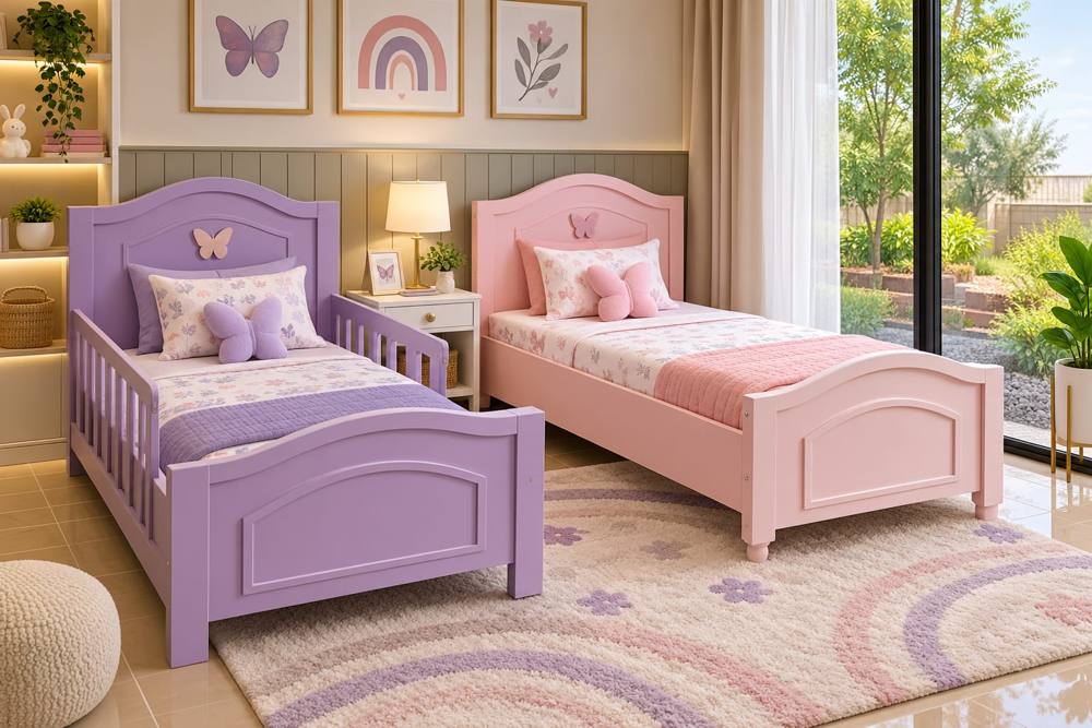 Lilac and pink butterfly beds